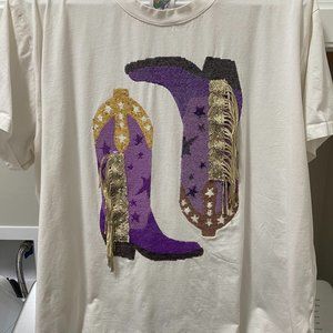 Queen of Sparkles BOOT QUEEN Purple and Gold LSU or Vikings Tee